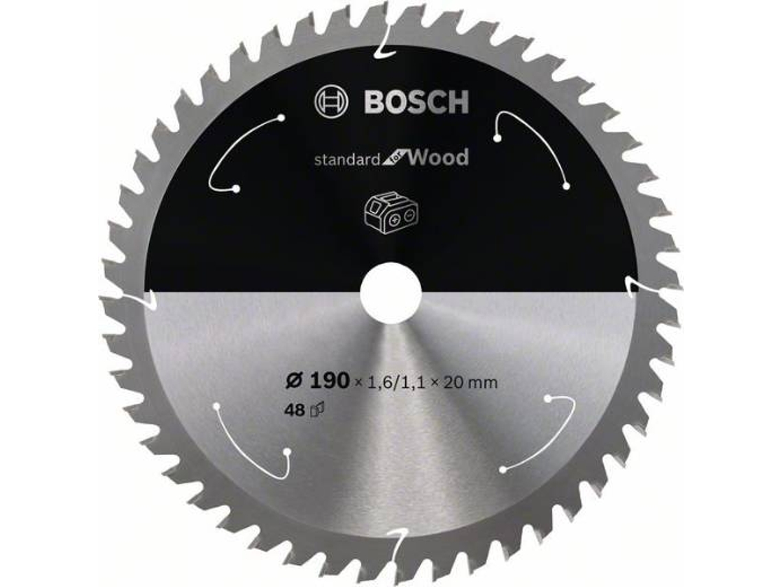Disco de Serra Circular BOSCH Standard para Madeira Para Serras a Bateria 190x1.6/1.1x20 T48 para Serras Meia-Esquadria