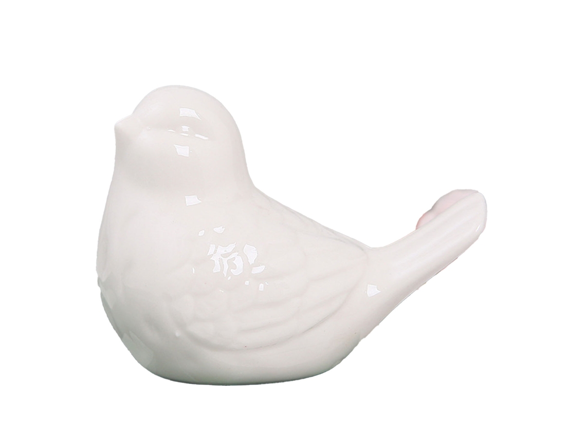 Ornament De Pássaro Cerâmica Branco Para Decorar Sala De Estar E Lar