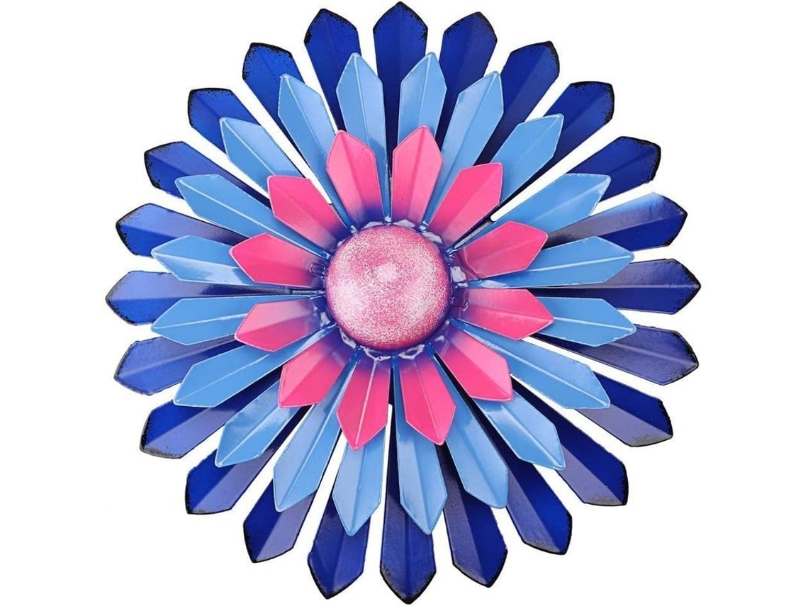 Decoración De Parede De Metal Em Forma De Flor Azul Para Interior E Exterior Jardim Lar