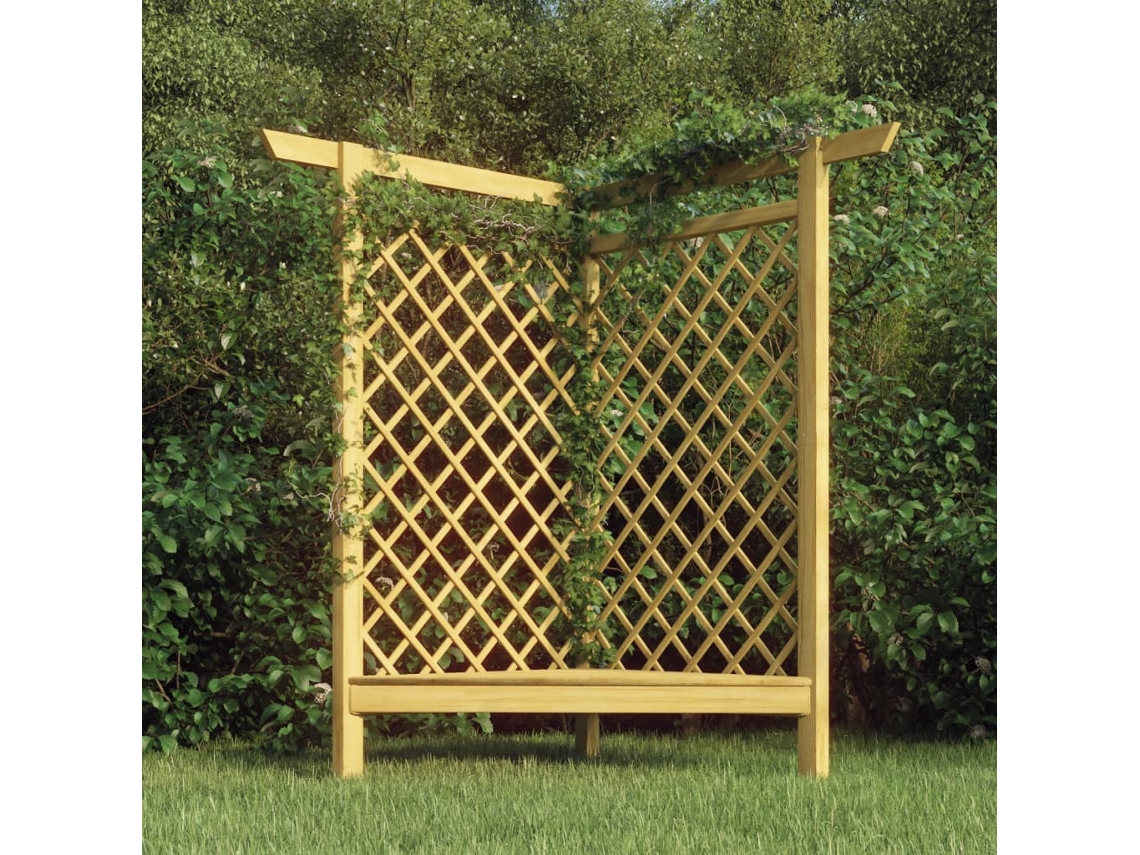 Vidaxl Pérgola De Canto Com Banco 166x81x174 Cm Pinho Impregnado