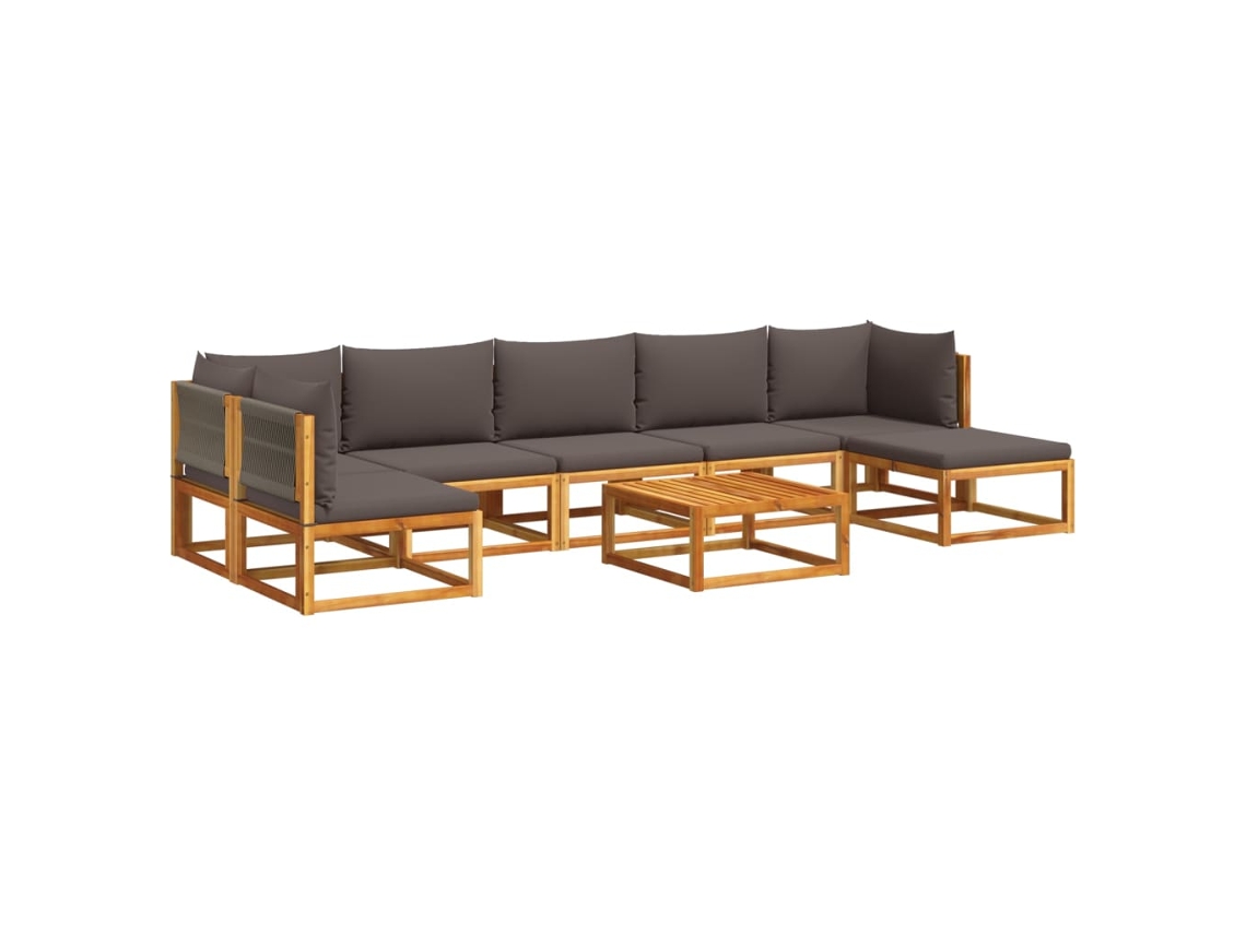 Maison Exclusive - Conjunto De Sofás De Jardim De 8 Peças Com Almofadas De Madeira De Acácia E Corda