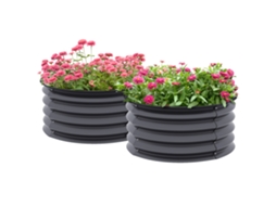 Vasos Galvanizados 2 Peças Fundo Aberto Jardim Ø60 Cinza