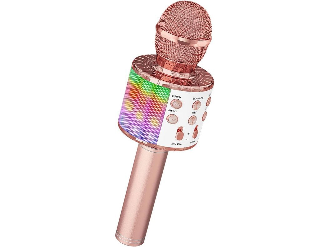 Microfone Sem Fio Karaoke Bluetooth com Luzes Led para Casa Ktv