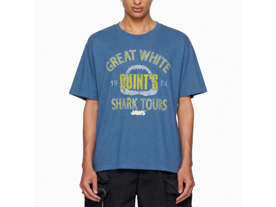 Rockinstone Jaws Movie Shark Tour Heather Indigo Adult T-shirt Size:m