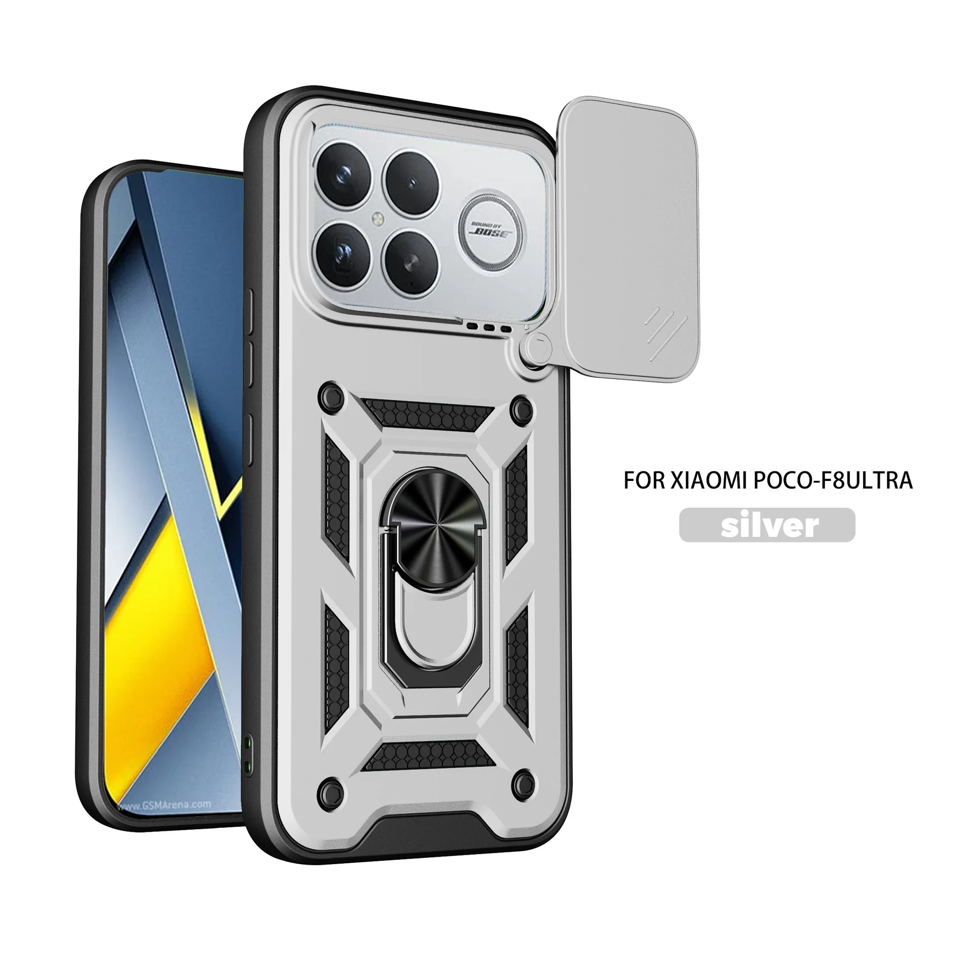 (prateado, Poco F8 Ultra) Capa Protetora Com Anel Magnético Para Proteção Contra Choques E Quedas, E Proteção Para A Lente.