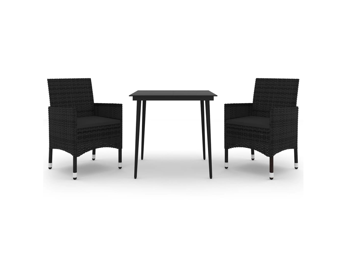 Garden Dining Set, Garden Dining Sets Vidaxl Preto Rattan / Vime (80 Cm Table Length)