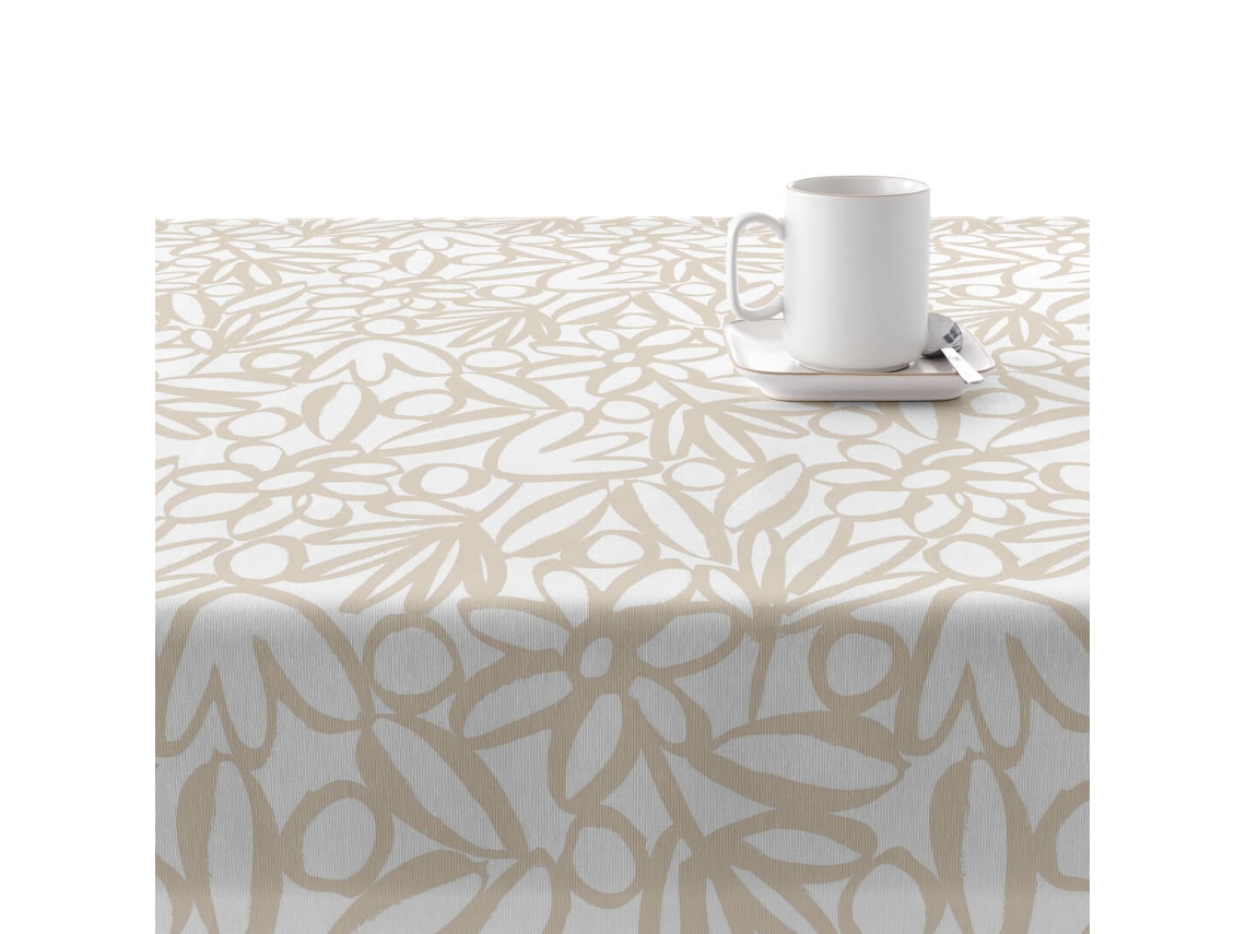 Toalha de mesa bege 100% algodão resina resistente a manchas 300x140