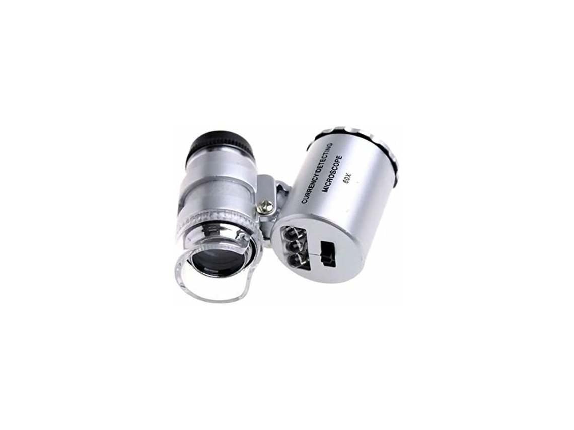 Mini Microscópio com Lupa, 60x de Aumento, para Uso Manual, Ideal para Joias, com Luz Led Uv BRILVIBERA