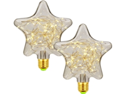Cordão De Luzes Led, Formato De Estrela E Coração, 1,5 W, E27, Cor Branca Quente, Tema De Natal