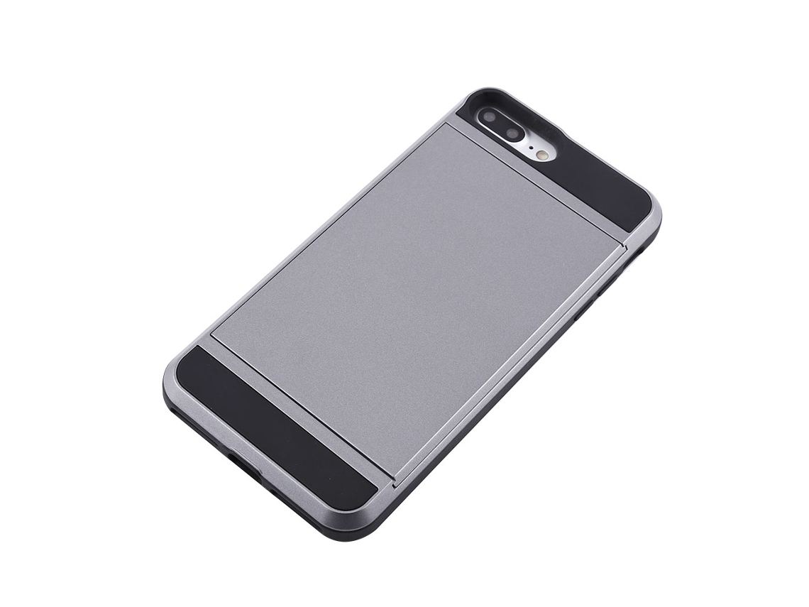 Capa cinza para iPhone 7 Plus, com cartão de deslize, anti impacto e resistente a quedas EOOCOO