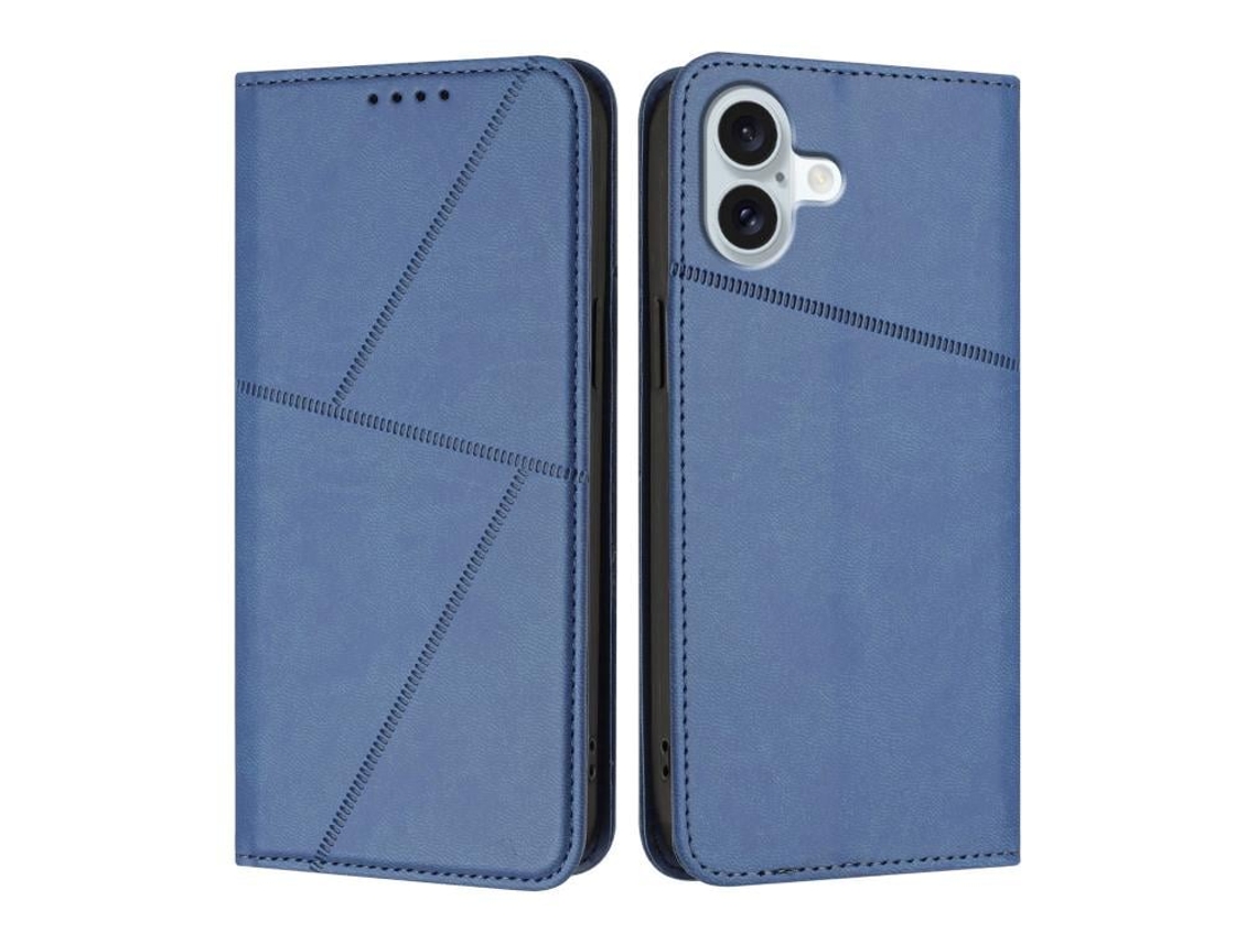 Capa De Couro Fosco Para Iphone 16 Plus - Flip Magnético