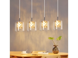 Luminária Pendente Moderna De Vidro Cristal G9 Para Sala De Jantar Com Altura Ajustável Nettlife