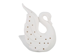 Luminária de Cisne Led Maravilhosa e Delicada, Luminária Decorativa de Cerâmica para Estante Quarto com Bateria BRILVIBERA (b)