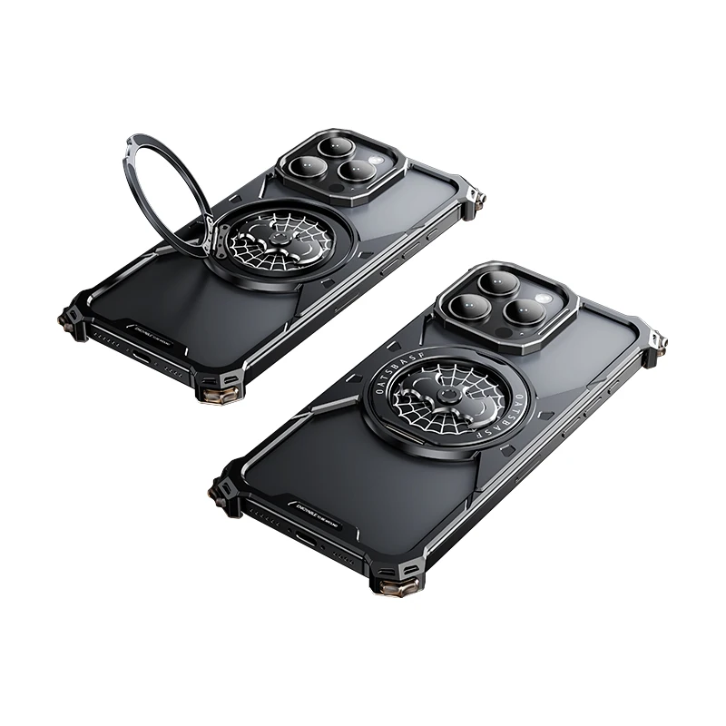 Capa Para Iphone 16 Pro (preta), Compatível Com Magsafe, Suporte Giratório 360°, Design Em Metal Sem Moldura.