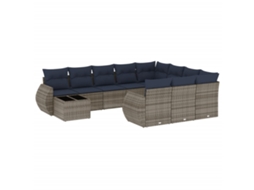 Conjunto de Sofá de Jardim, 11 Peças, Almofadas, Rattan Cinza MAISON EXCLUSIVE