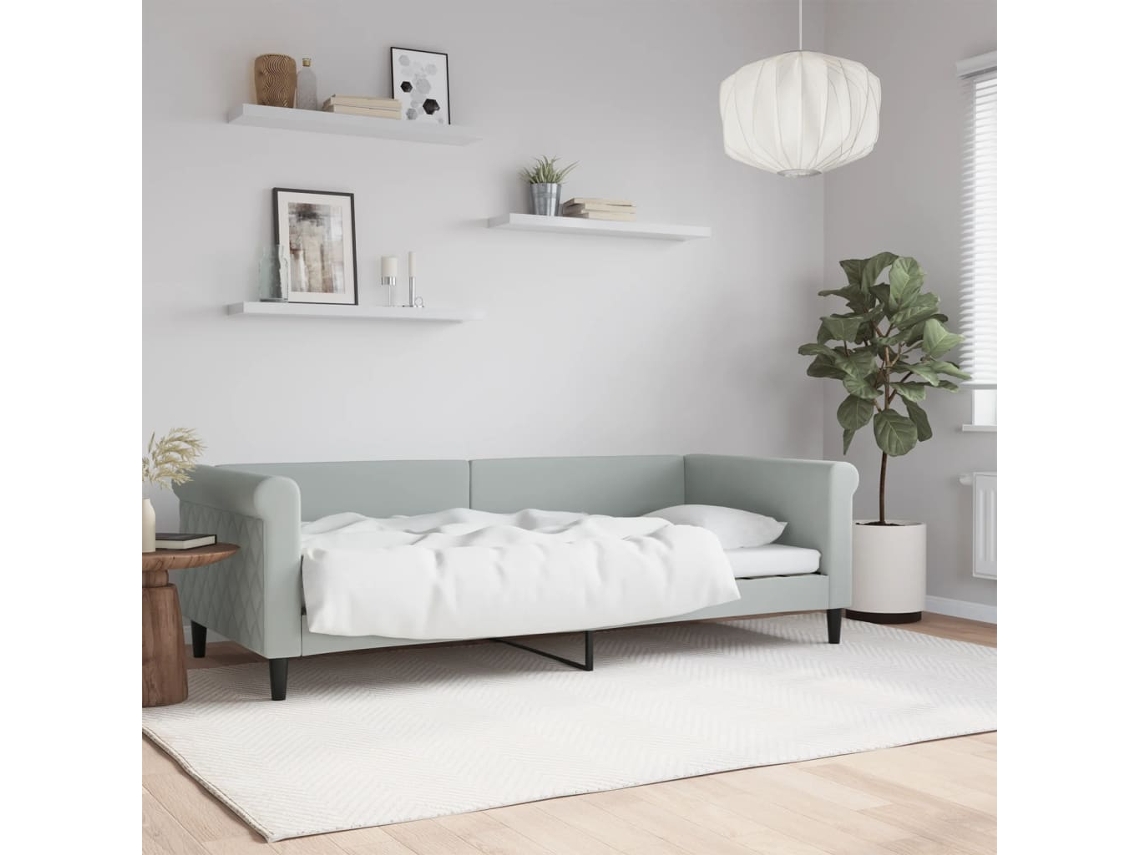 Sofá cama 90x200 cm terciopelo gris claro