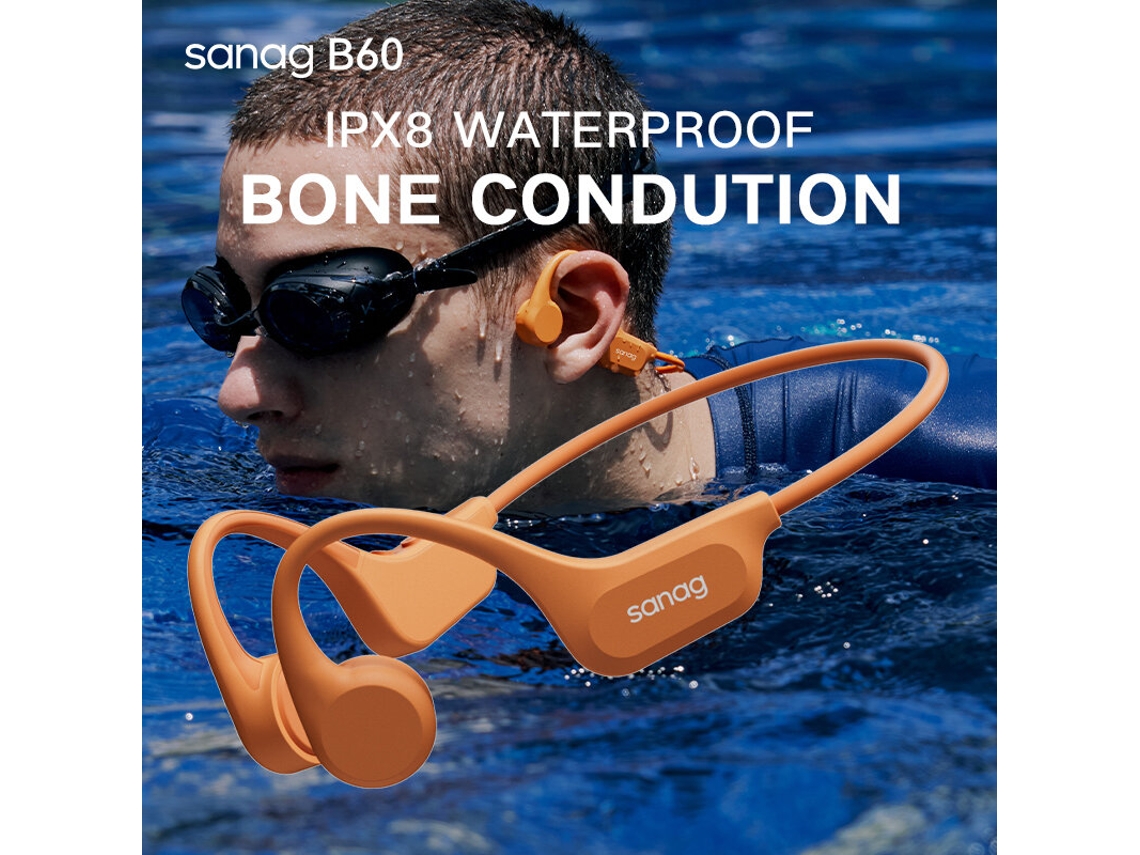 Auscultador Sanag B60 Promax Verdadeiro Osso de Condução Bluetooth 5.3 Aparelhagem hi-fi 3d Estéreo De 64 Gb De Memória Ipx8 À Prova De Água Auscultador Desportivo Com Faixa