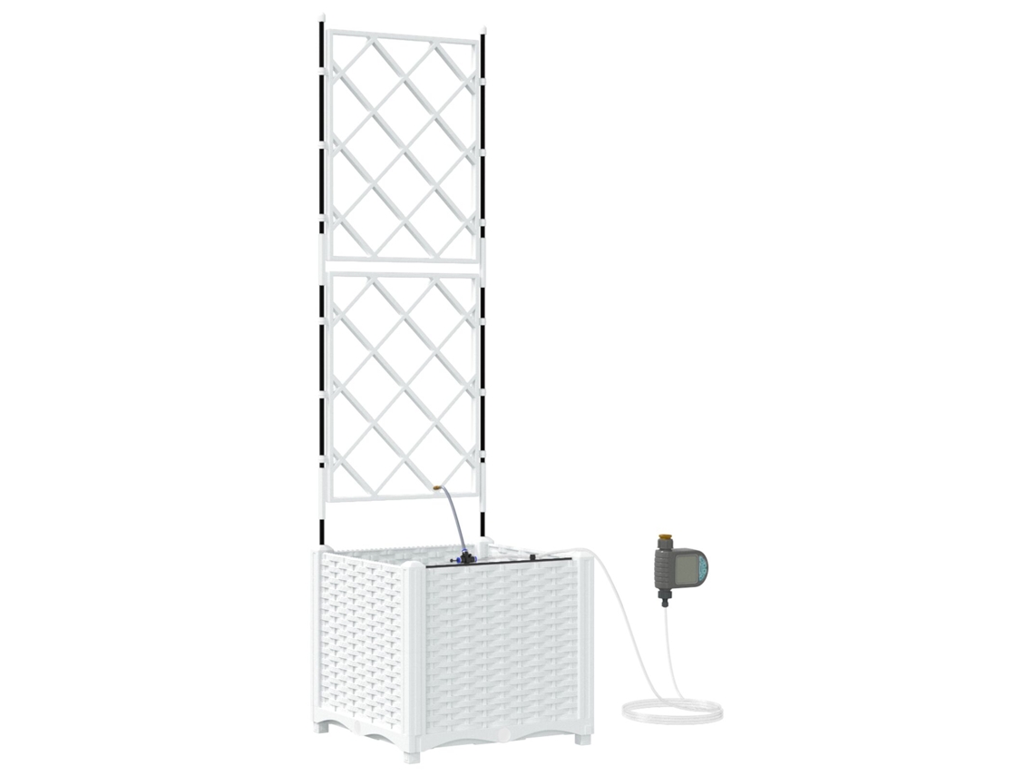 Conjunto 1 Vaso De Jardim Vidaxl Branco Polipropileno (40 X 40 X 142 Cm)