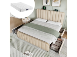 Cama Casal 160x200cm, Tecido, Robusta, Durável, Design Prático, Fácil Instalação, Qualidade Superior, Colchão Não Incluso