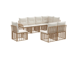 Maison Exclusive - Conjunto De Sofás Para Exterior 8 Unid. Natural E Branco Creme