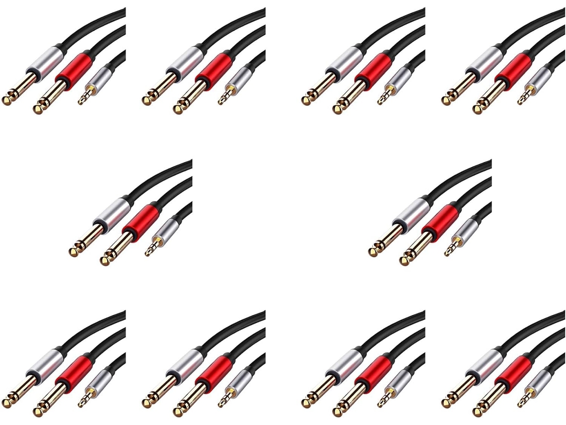 Cabo Adaptador De Áudio Com Conector Duplo De 3,5 Mm Para 6,5 Mm, Cabo