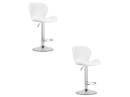 Banqueta De Bar Conjunto De 2 Peças Eco Oeste Assento Branco, Base Cromada, Assento Giratório Com Altura Ajustável
