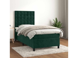 Vidaxl Cama Com Molas/colchão 90x190 Cm Veludo Verde-escuro