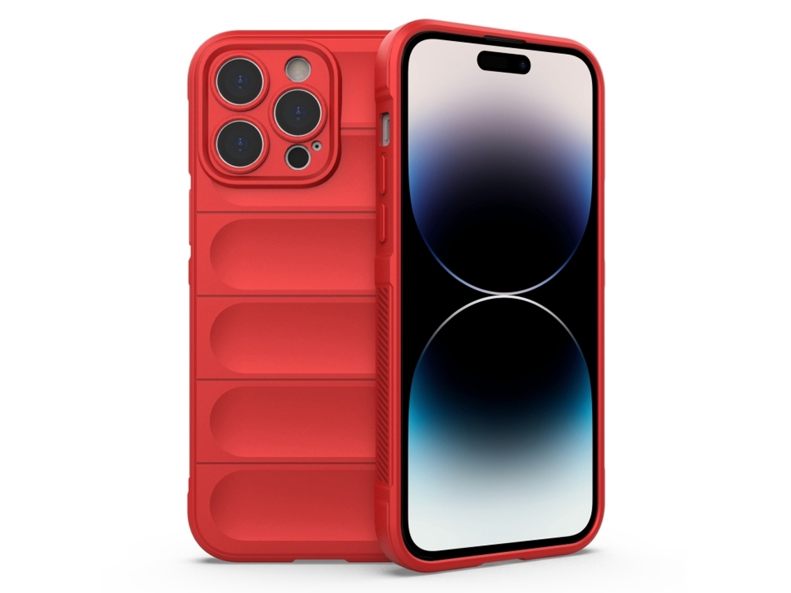 Capa Halinuia Para Iphone 14 Pro Max Magic Shield Tpu Vermelha (proteção Integral, Interior Em Flanela)
