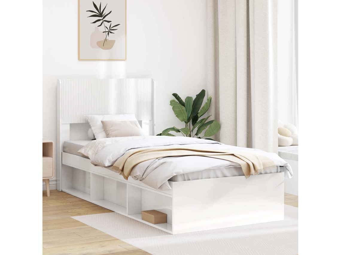 Vidaxl Cabeceira Branco Brilhante Pb