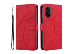 Capa Tipo Carteira De Couro Tkdaddy Para Oneplus Nord Ce5 5g / Oneplus Ace 5 Racing 5g Com Suporte E Design De Linha Curva, Vermelha