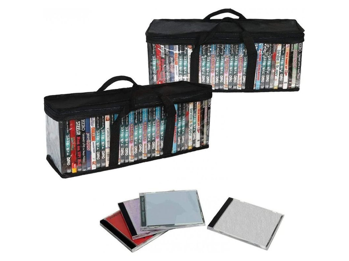 2026rebe bolsa Organizadora para Dvd com Tampa Transparente, Armazenamento para 80 Blu ray/filmes/ps4, Manejo Fácil 2 Pacotes