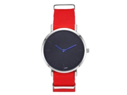 Relógio de pulso masculino casual com pulseira de nylon e mostrador redondo (vermelho)