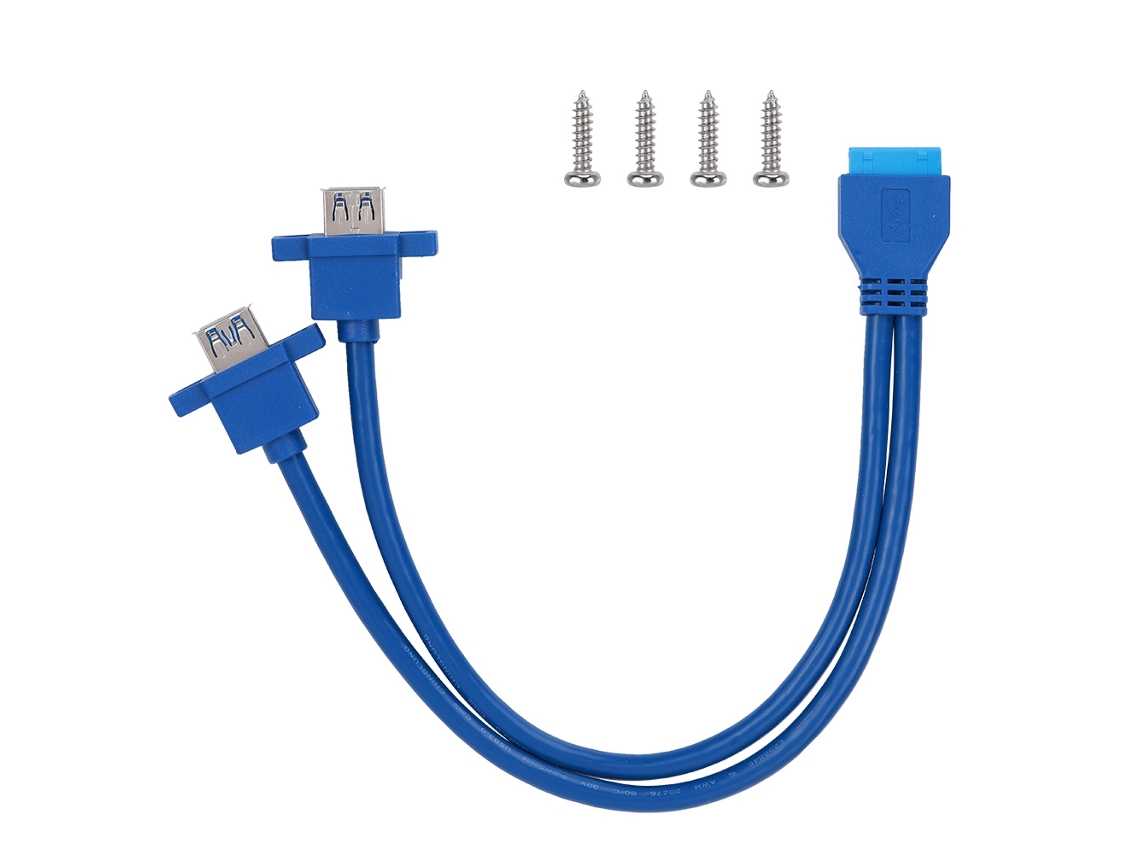 Cable Usb 3.0 de 19 Pines para Panel Frontal para 2af Con Orificio para Tornillo Alta Velocidad 5 Gbps Duradero (0,3 M)