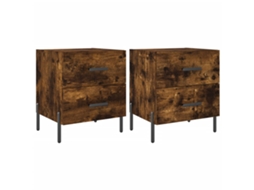Bedside Cabinet, Bedside Cabinets Vidaxl Marrom Madeira Processada (n/a)