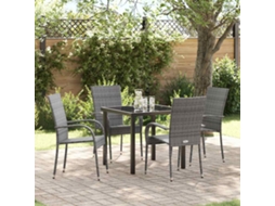 Vidaxl Conjunto De Jantar Para Jardim 5 Pcs Cinzeto Aço Revestido A Pó