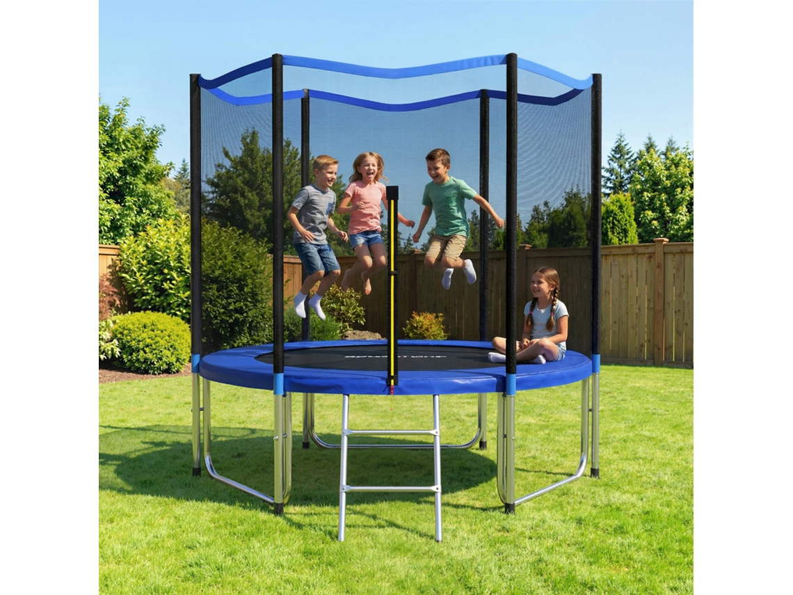 Trampolim 305 Cm, Rede Protetora, Escada Externa, Diversão Exterior