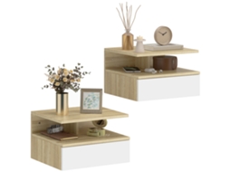Conjunto de 2 Mesas de Cabeceira Flutuantes com Gaveta 37x32x21 Cm Branco