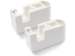 2 Pack Dispensador De Cinta Adhesiva Com Armazenamento, Lâmina Automática, Base Antiderrapante