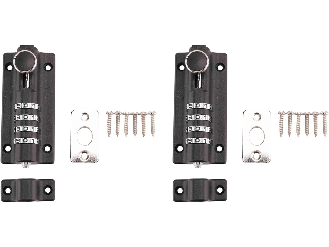 2 Cadeados De Segurança Com Senha, Ferrolho Preto, Para Porta Metal,