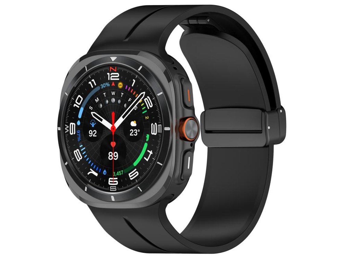 Bracelete para Samsung Galaxy Watch 8 / 8 Classic Silicone com Fivela Reversa Preta XIAOMOYU