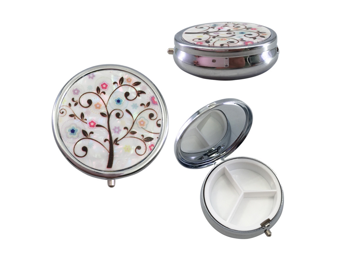 Porta Comprimidos De 50 Mm Com Design Exclusivo Em Formato Borboleta, 3 Compartimentos. Portátil, Ideal Para Bolso Ou Bolsa. Feito Aquaforge
