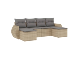 Maison Exclusive - 6 Pcs Conjunto De Sofás P/ Jardim Com Almofadões Vime Pe Bege