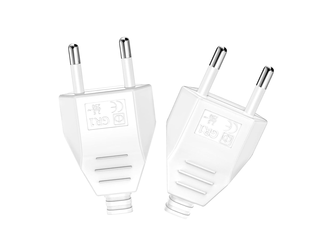 Plugue europeu plano, plugue elétrico macho 250 V 2,5 A | 2 peças Plugue Euro Schuko Plugue decorativo para uso doméstico