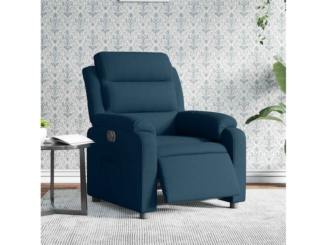 Vidaxl Poltrona De Massagens Reclinável Veludo Azul