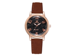 Relógio de Pulseira Feminino de Liga com Pulseira Pu Estilo Simples Mostrador Redondo Quartzo Marrom