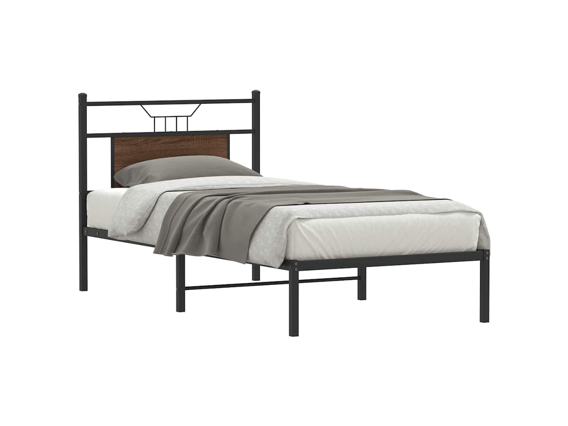 Vidaxl Estrutura Cama S/ Colchão Derivados Madeira Carvalho Castanho