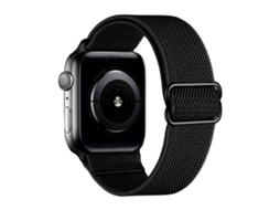 Cinto De Relógio Para Iwatch Nylon Elástico Ajustável Respirável Preto