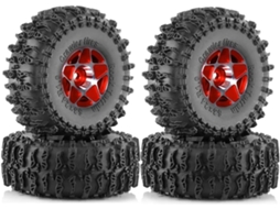 Conjunto de 4 Rodas e Pneus Beadlock de 63 Mm para Carros Rc Crawler 1/18 e 1/24 (trx4m, Scx24, Fcx24) SFUSHOS (1,0 Polegada)