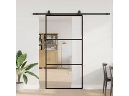 Vidaxl Porta Deslizante C/ Conj Ferragens 102x205cm Vidro Esg Preto