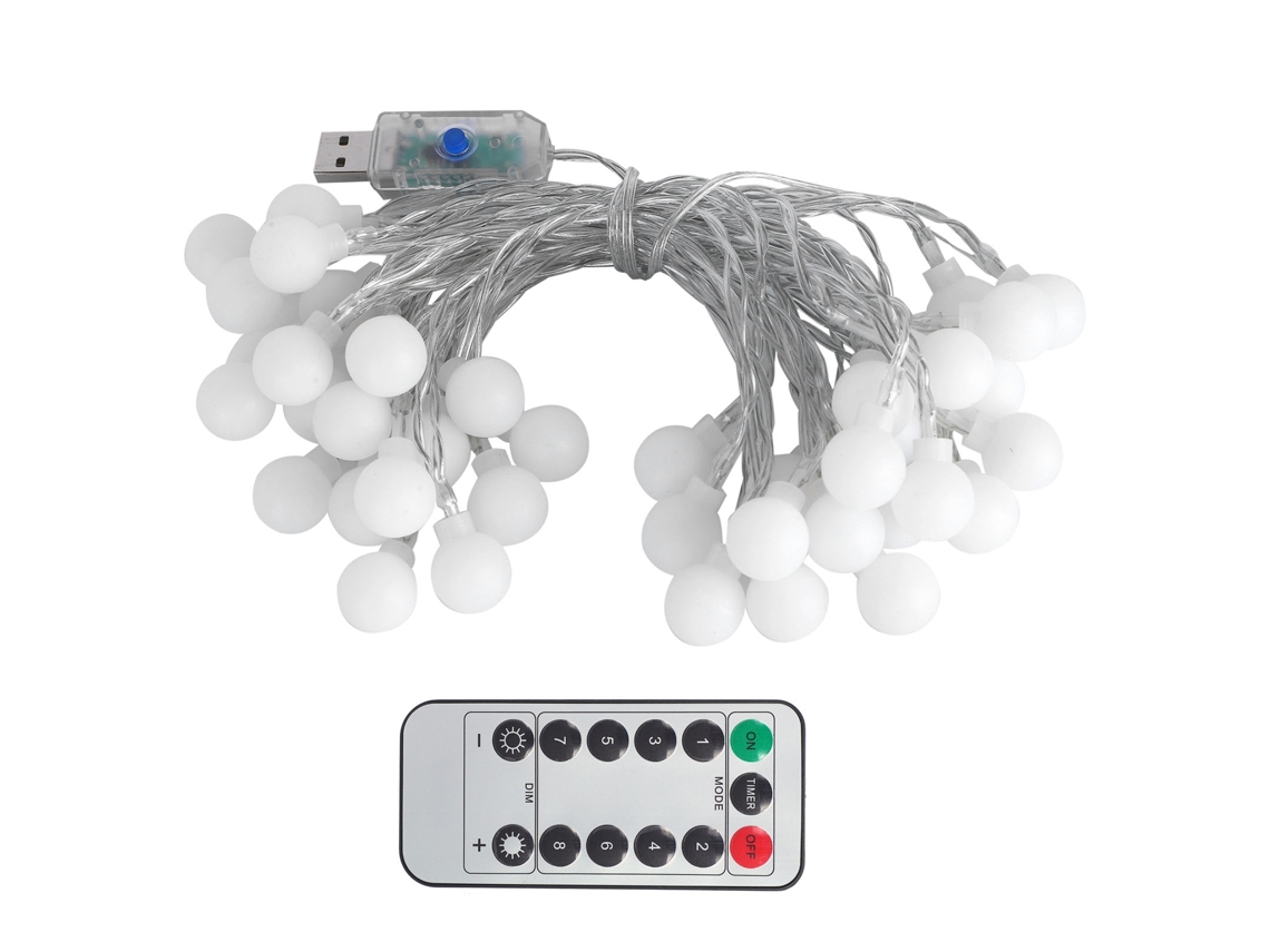 Luzes de Fio de Bola Led 40led 6m Usb 8 Modos para Interior Exterior Ip44